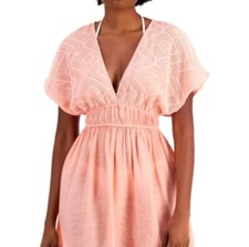 Miken Swim Crochet Cover Up Dress Tunic Peach Small NWT Boho