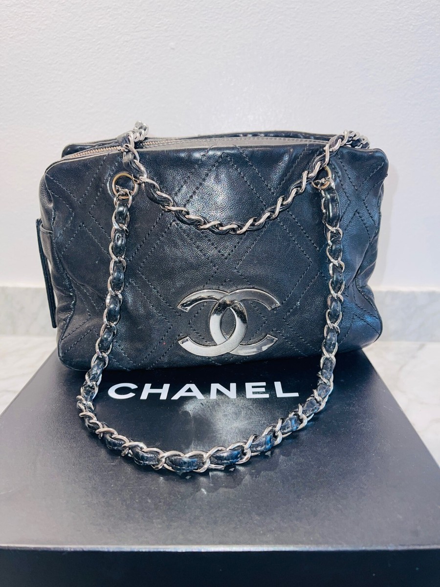 chanel petite shopping tote black leather | eBay