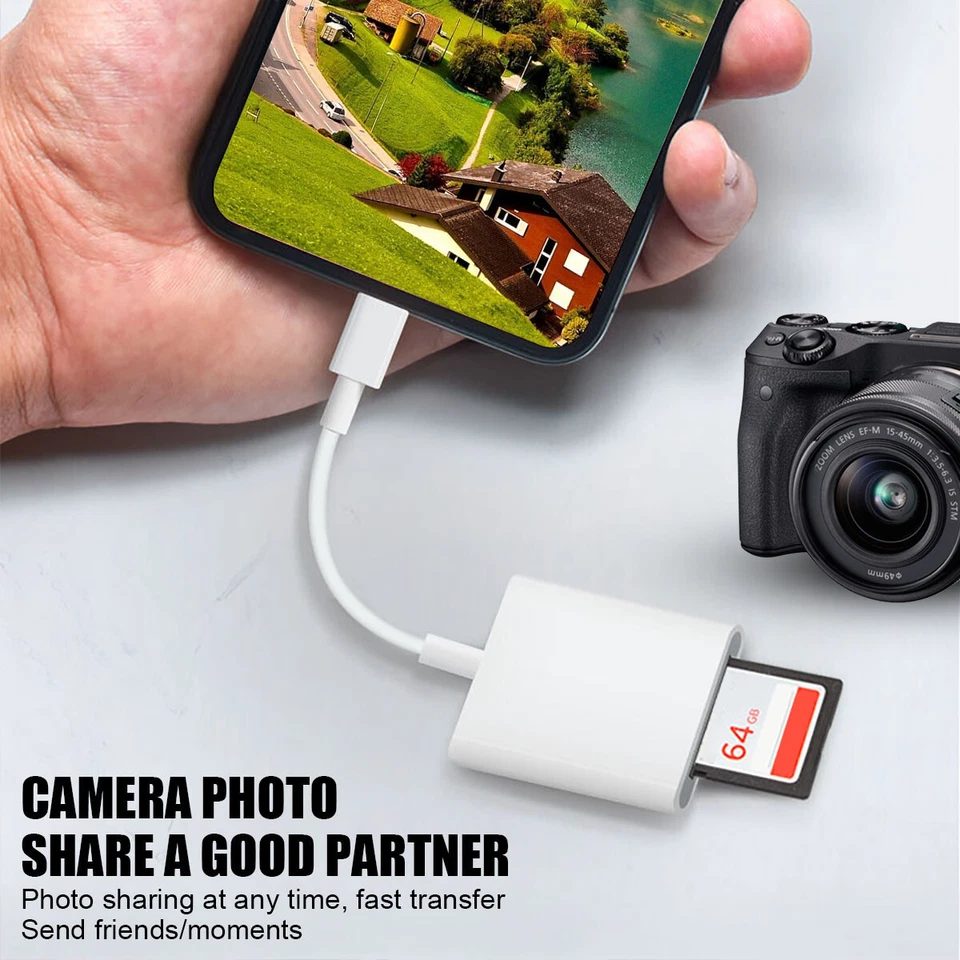 2合1 Micro SD/TF双插槽存储卡读卡器适用于iPhone iPad相机适配器套装 — 第 2/4 张图片