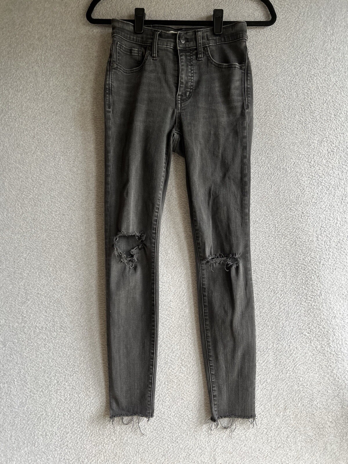 Madewell High Rise Skinny Jeans 9 Inch Womens Size 26 Black Faded Distressed Denim