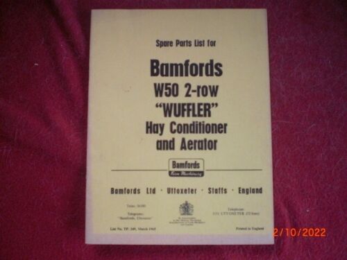 SPARE PARTS LIST  FOR BAMFORDS W 50  WUFFLER       MARCH 1965 - Imagen 1 de 2