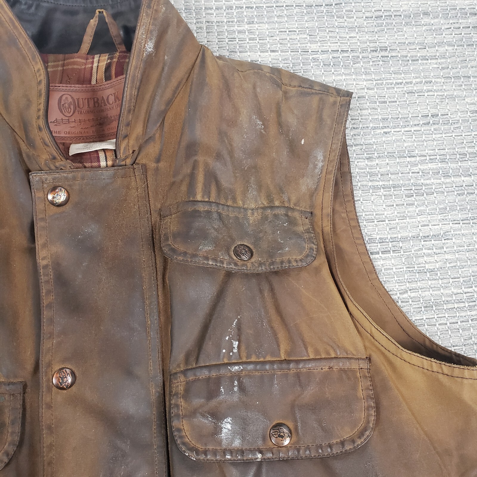 Outback Trading Company Oilskin Vest Mens Brown Overl… Gem