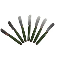 Bonniers Made in France Green Butter Cheese Knives Spreaders Lot of 7 Vtg