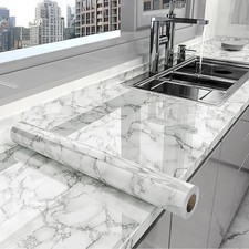 Kitchen Worktop Vinyl Wrap Marble Self Adhesive Cupboard Door Cover Film UK
