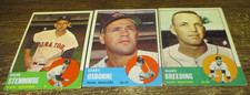 3) 1963 Topps Washington Senators baseball cards #149 Breeding #263 #514 Osborne