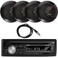 Pyle PLCDBT95 1-DIN Marine Bluetooth MP3 Receiver, 4x 6.5" 150W Max Speakers