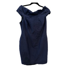 Lauren Ralph Lauren Women’s Dress Navy 10 Silk Off Shoulder Cocktail