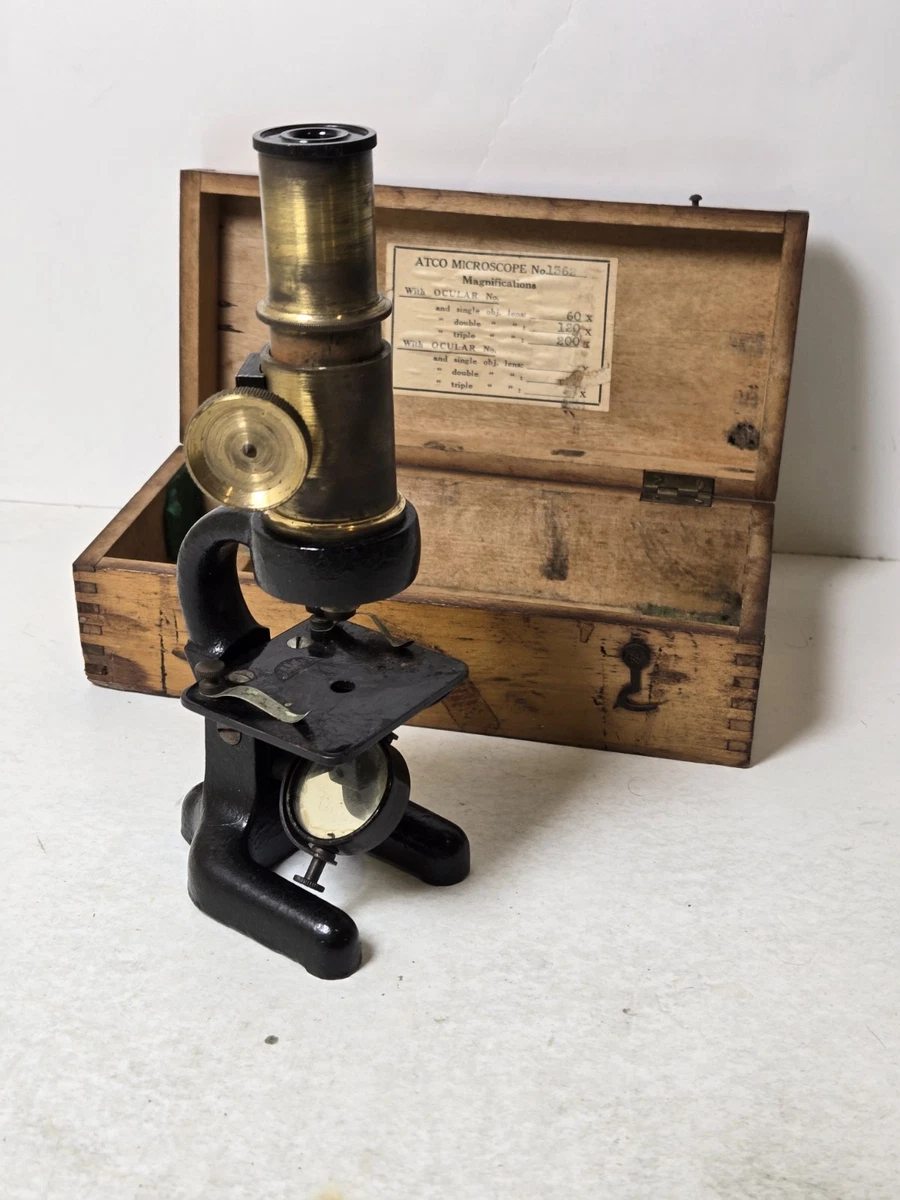 ヴィンテージ顕微鏡 Vintage Japanese Metal Microscope Set: Mid Century Lab Decor - Etsy