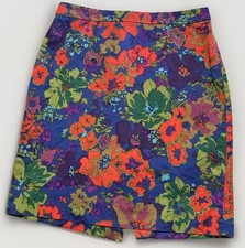 Women  s J Crew Pencil Skirt Multicolor Casual Floral All Over Print Cotton Sz 10