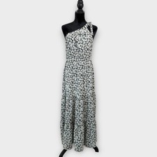 Pretty Garden Tiered One Shoulder Floral Maxi Dress Sz M Stretch Waist Feminine