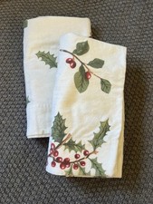 The Company Store Flannel Holiday Pillowcases, King, Holly, Cotton, White
