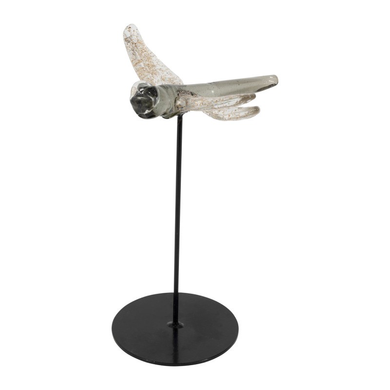 Libellule décorative en verre gris 14cm - Idée déco pour buffet et table de salon