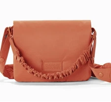 Dagne Dover Kitty Crossbody Bag Brown Puffer Bag Multi Compartment 2 Straps