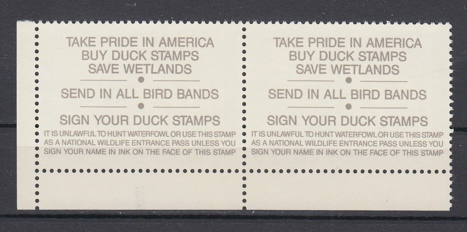 United States – Sc RW57 $12.50 Hunting Permit 1990 – MNH, Pair - Image 2 of 2