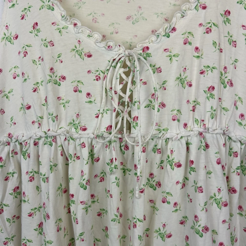 Vintage Victorias Secret Babydoll Nightgown Medium Cotton Floral Cottage Core - Image 4 of 4