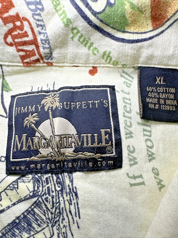 Camisa de campamento Jimmy Buffet Margaritaville Changes in Latitudes Attitudes Botón XL Foto 3 de 4