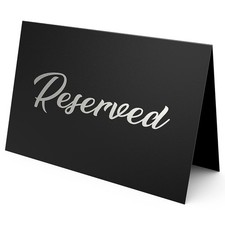 10 Pack Black Reserved Table Signs for Wedding - 3x4 Cardstock Silver Foil Re...