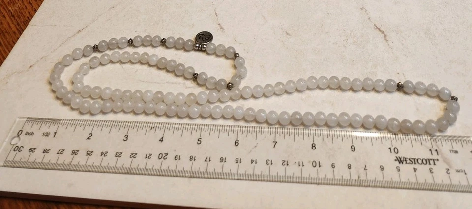 Long Round Polished Quartz Bead Necklace - Image 3 of 4