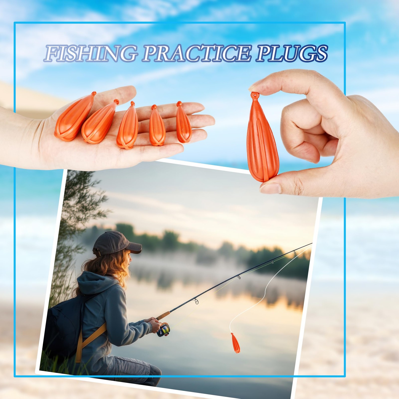 18 Pcs Fishing Practice Plugs Orange Casting Training Weight Soft PVC Bait Ca... - Image 4