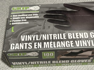 GRIP Vinyl/Nitrile Blend Disposable Gloves Large Powder-Free