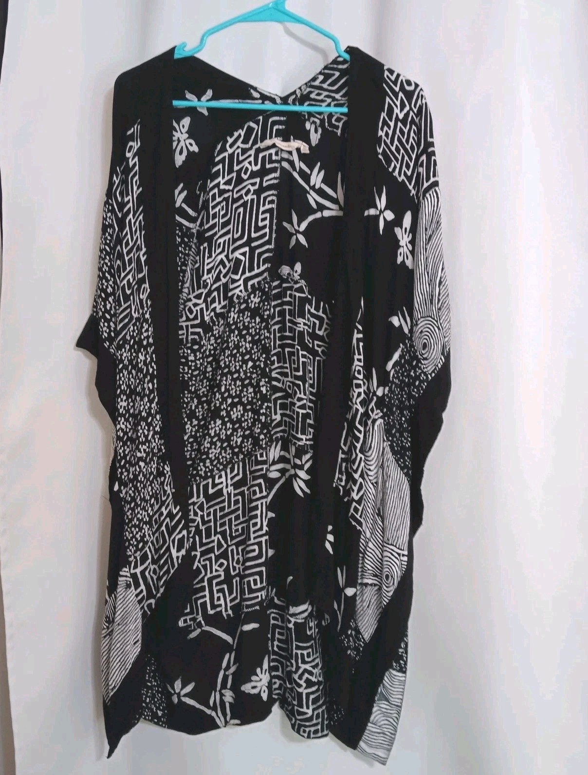 Soft Surroundings Black & White  Patchwork Kimono… - image 2