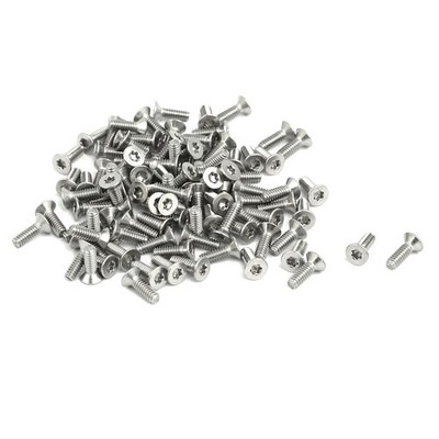 M2x6mm 304 Stainless Steel Flat Head Torx Drive Type Screw Silver Tone 100pcs