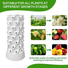 Aeroponics Growing Kit 64 Pots Vertical Hydroponics Garden Tower Grow System 