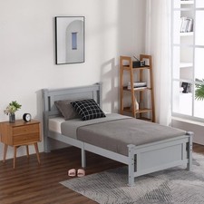 Twin Size Wood Bed Frame Slat Support Platform w/ Headboard Footboard