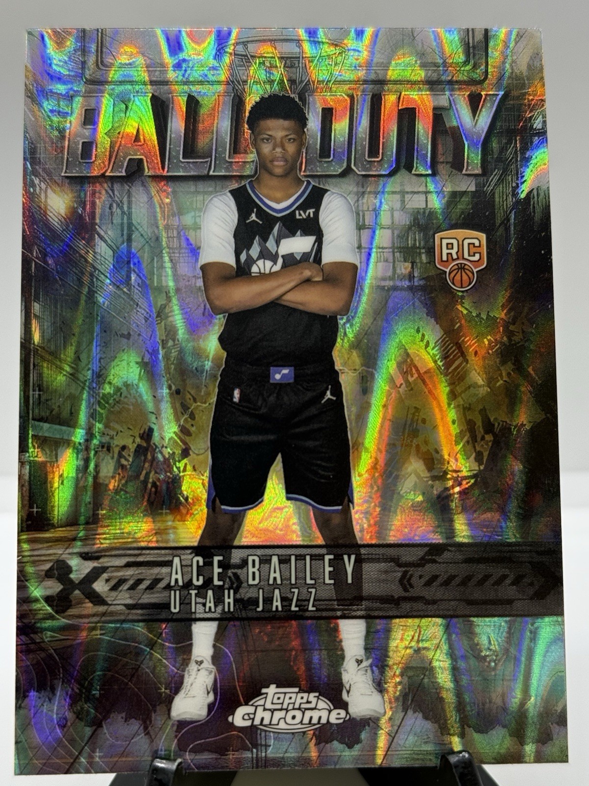 2025-26 Topps Chrome Ace Bailey Ray Wave RC Ball of Duty Refractor