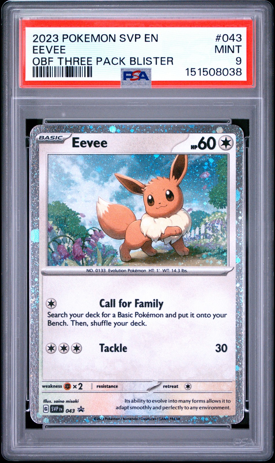 2023 POKEMON SVP EN-SV BLACK STAR PROMO #043 EEVEE PSA 9