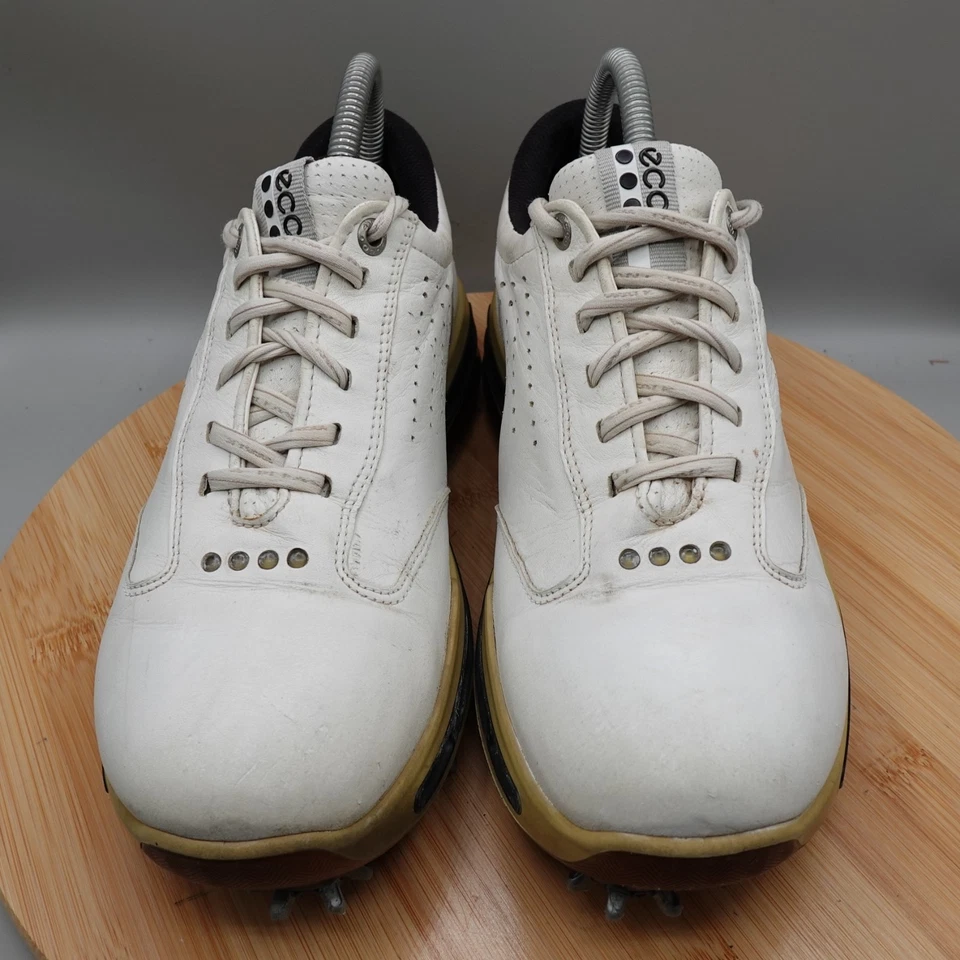 Zapatos de golf Ecco 39 para hombre 6 para mujer 8-8,5 cuero blanco con púas defectos Gore-Tex Foto 4 de 4