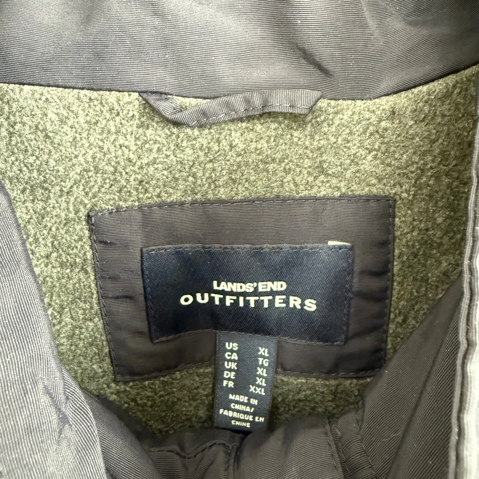 Lands' End Outfitters Hooded Nylon Jacket XL Navy Windbreaker Fleece Lined - Image 2 of 4