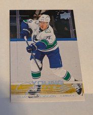 Elias Pettersson Young Guns 2025-26 Upper Deck Series 1 RC Canucks Rookie Card. rookie card picture