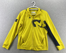 Adidas Michigan Wolverines Jacket M Yellow Climawarm Full Zip Track Logo