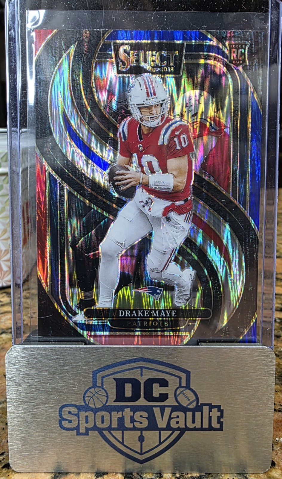 2024 Panini Select - Premier Level Drake Maye #113 Red & Blue Shock Prizm (RC)