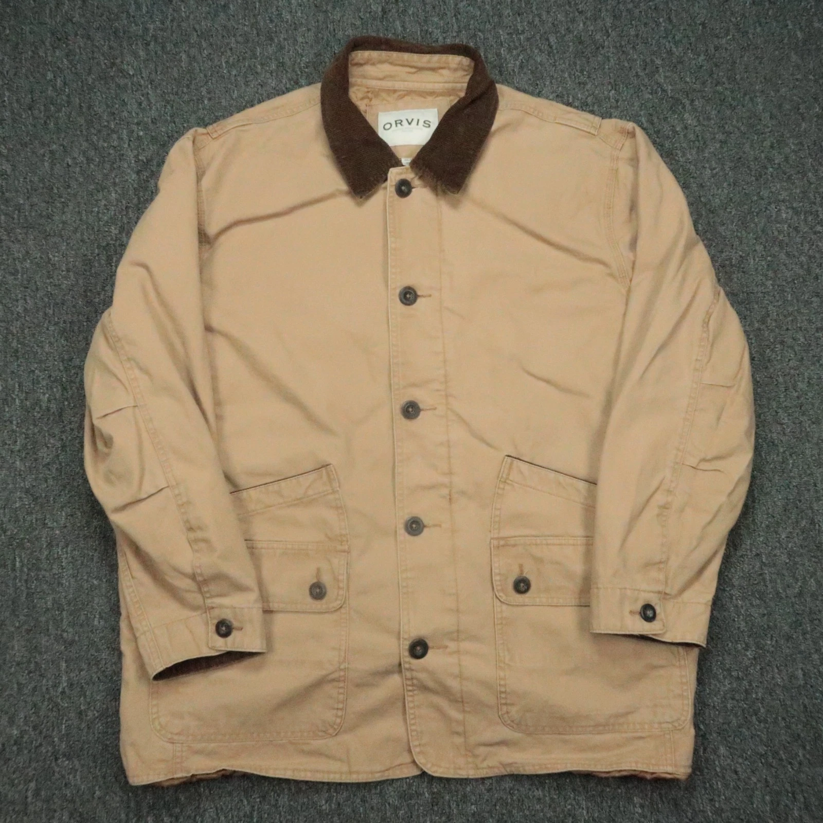 Orvis Jacket Mens XXL Brown Tan Original Barn Coat Quilted Chore Lined Insulated