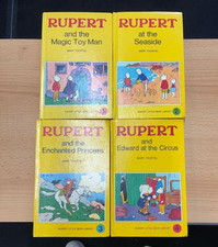 4 x Rupert Little Bear Library Books, Mary Tourtel, Vintage, No.'s 1,2,3 and 4