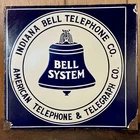 Vtg Rare INDIANA BELL TELEPHONE COMPANY Porcelain Sign Flanged BELL SYSTEM USA