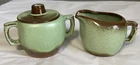 Vintage Frankoma Art Pottery Prairie Green 5A & 5B Sugar Bowl & Creamer Set