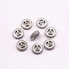 Silver Micro Pave Clear Zircon Flat Wheel Charm Size 3x8mm Sold Per Piece