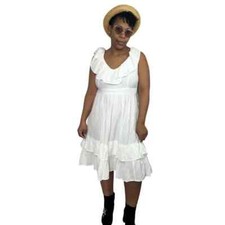 Calvin Klein Dress Size 12 Sleeveless Crinkle Tiered Ruffle Hem NEW Easter