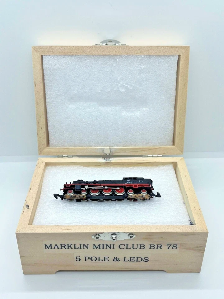 Z Scale Marklin Mini-Club 88062 BR 78 5 Pole Motor Custom Wood Case & LEDs - Image 2 of 4