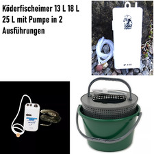 Köderfischeimer 13 l 18 l 25 Liter mit Sauer...