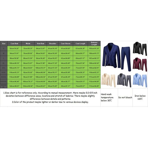 Men’s Suit Slim 3 Piece Suit Business Wedding Party Jacket Vest & Pants @ - Picture 24 of 30