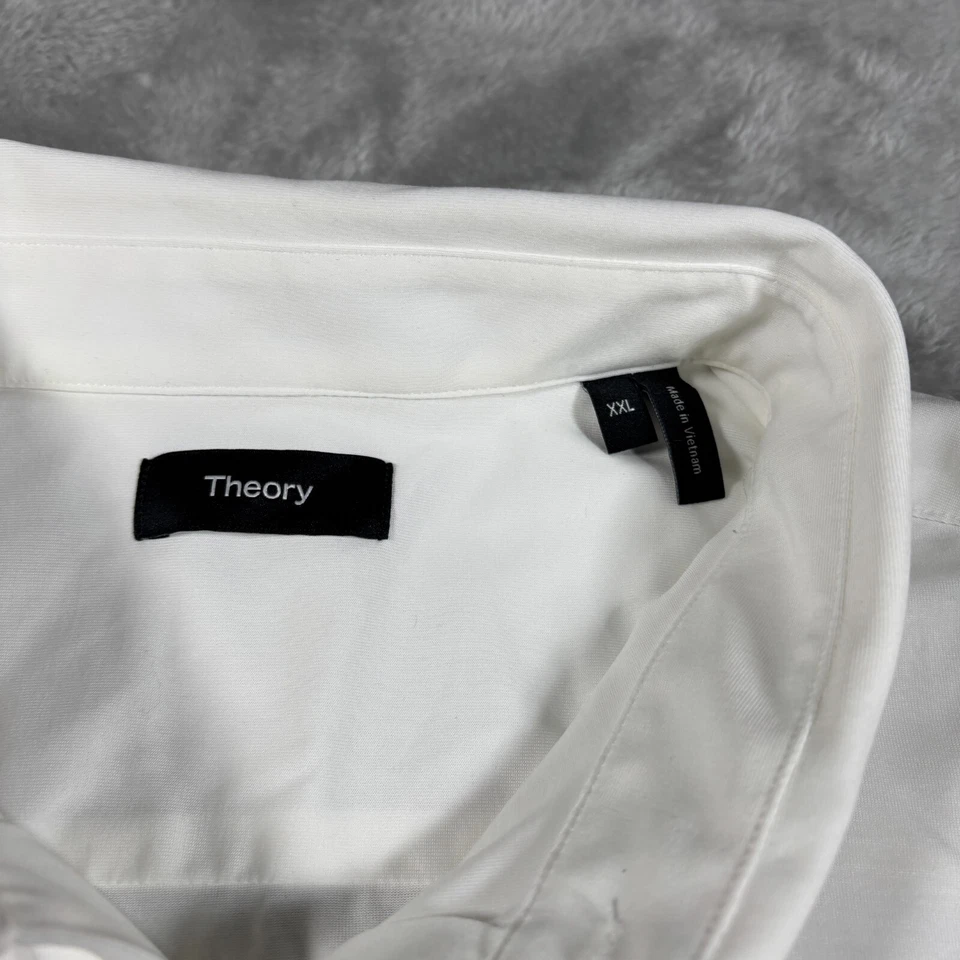Camisa Theory Hombre XXL Blanca Sylvain ND Estructura Tejida Abotonada Manga Larga Vestido Foto 4 de 4
