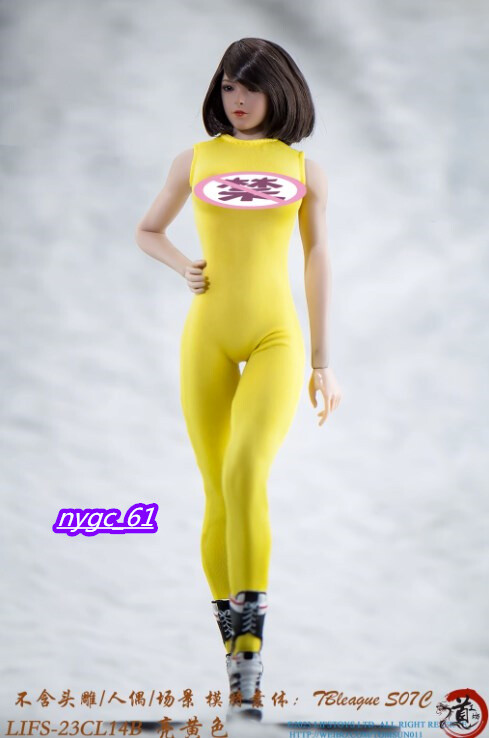 1:6 Yellow Sleeveless Tight Bodysuit Clothes Fit 12'' Female PH Figure body Toy