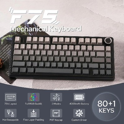 Gasket Mounted Wireless Mechanical Keyboard RGB 75% Layout Side-engraving 