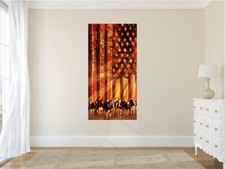 Vintage American Flag Distressed Vinyl Wall Decal USA Sticker Graphic Art Mural