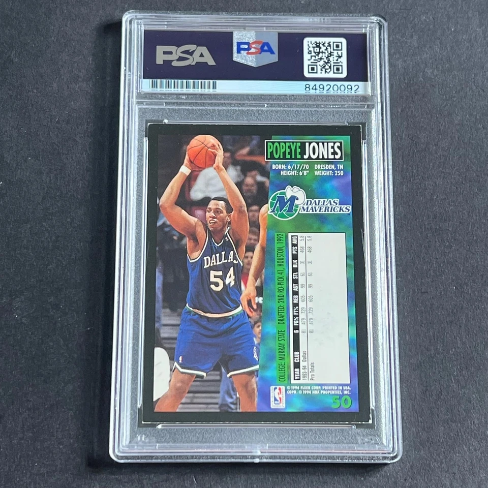 1994-95 Fleer #50 Popeye Jones Signed Card AUTO PSA Slabbed Mavericks - Image 2 of 2