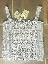 New Odd Molly Aunt Edna Mixed Crochet Silky White Top 1 & 2 (Small  & Medium)